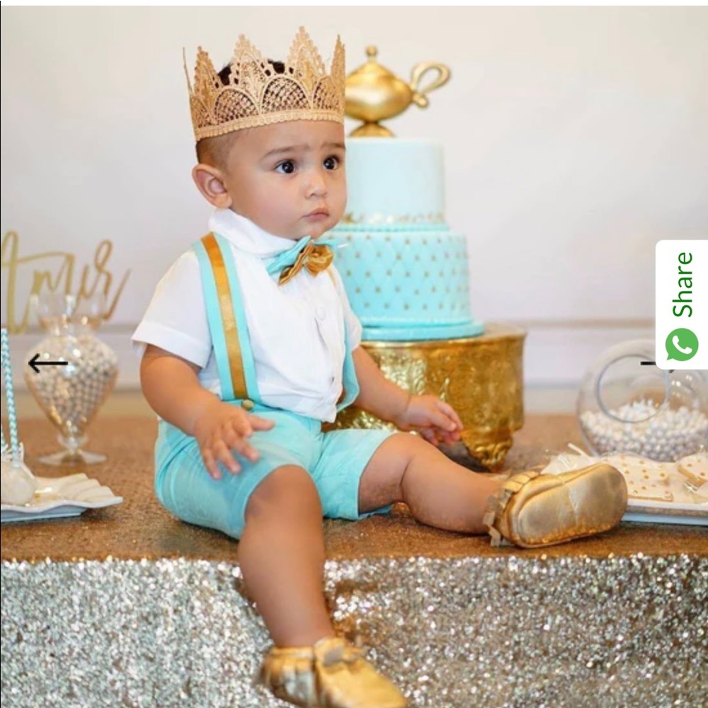 Itty Bitty Toes CHRISTIANO SHORTS SET (MINT & GOLD)